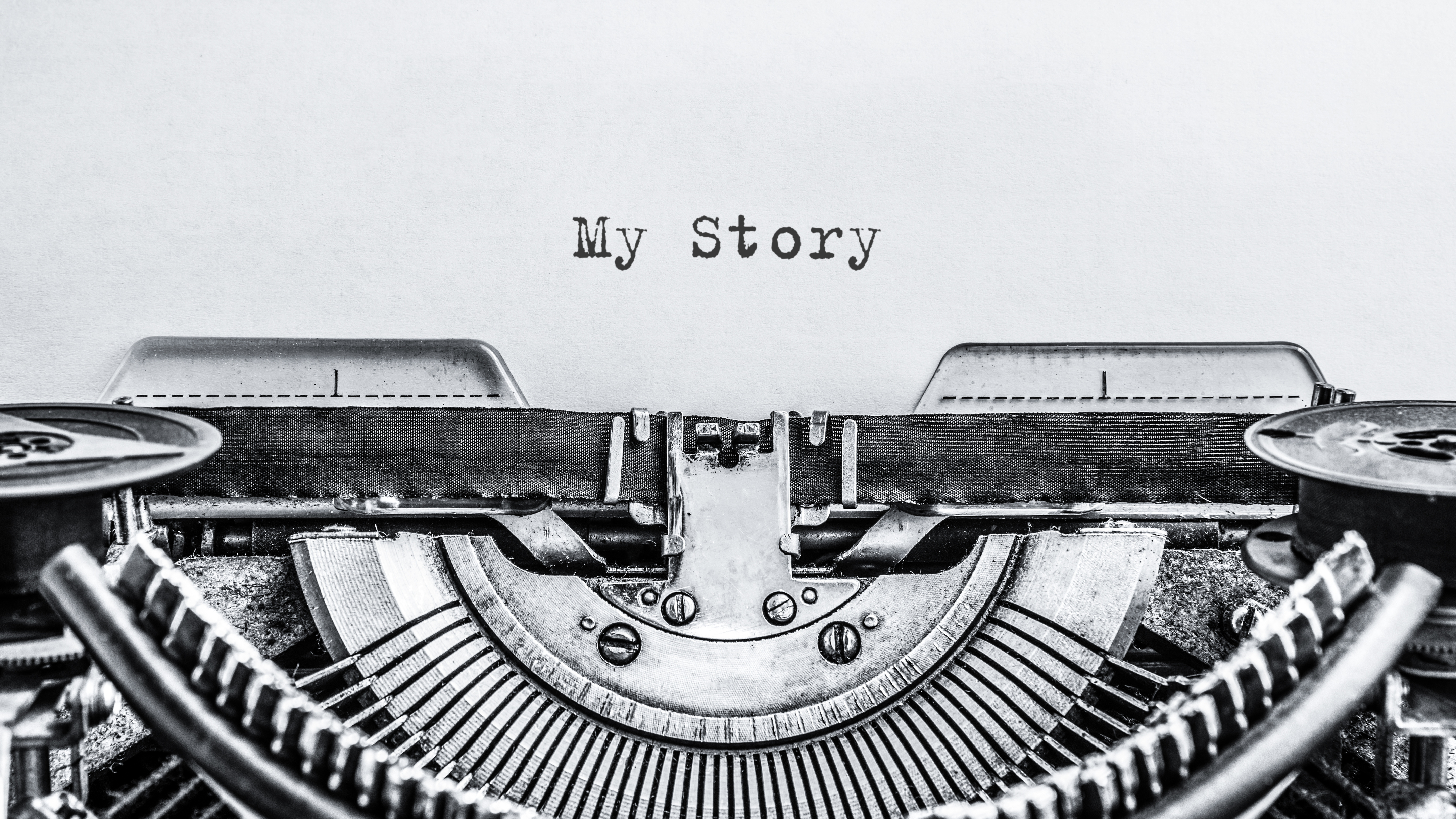 My Story typed words on a vintage typewriter. Close up.